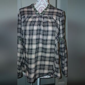 Knox Rose Black and White Plaid Top